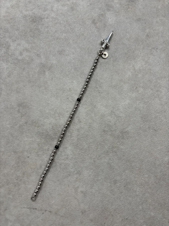2000s Cesare Paciotti Silver Beaded Bullet Dagger Bracelet - Image 5