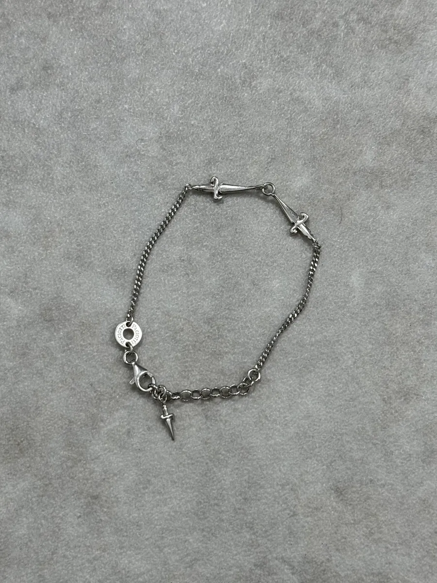 2000s Cesare Paciotti Silver Daggers Bracelet - Image 2
