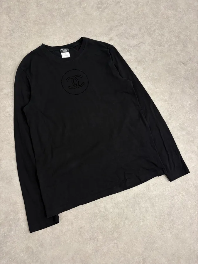 2000s Chanel Uniform Logo Longsleeve T-Shirt - Image 4
