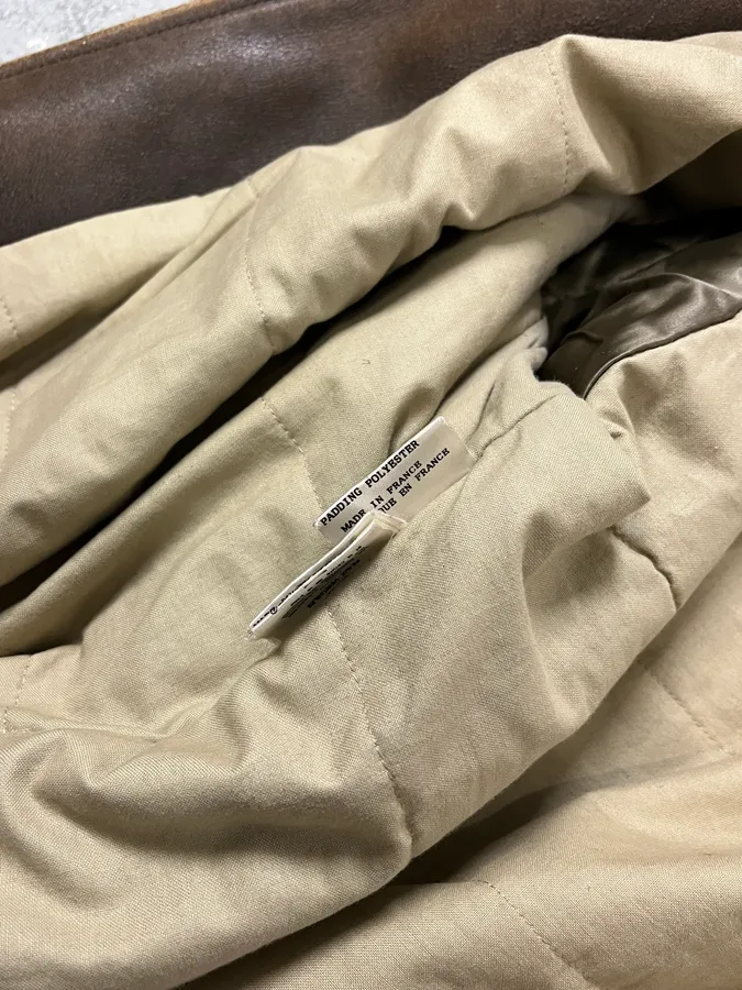 2000s Chevignon Aged Brown Aviator Bomber Leather Jacket - Image 10
