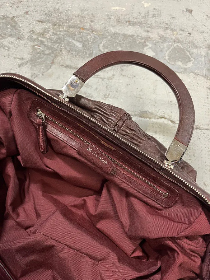 2000s Christian Dior Bordeaux Grained Red Leather Bag - Image 8