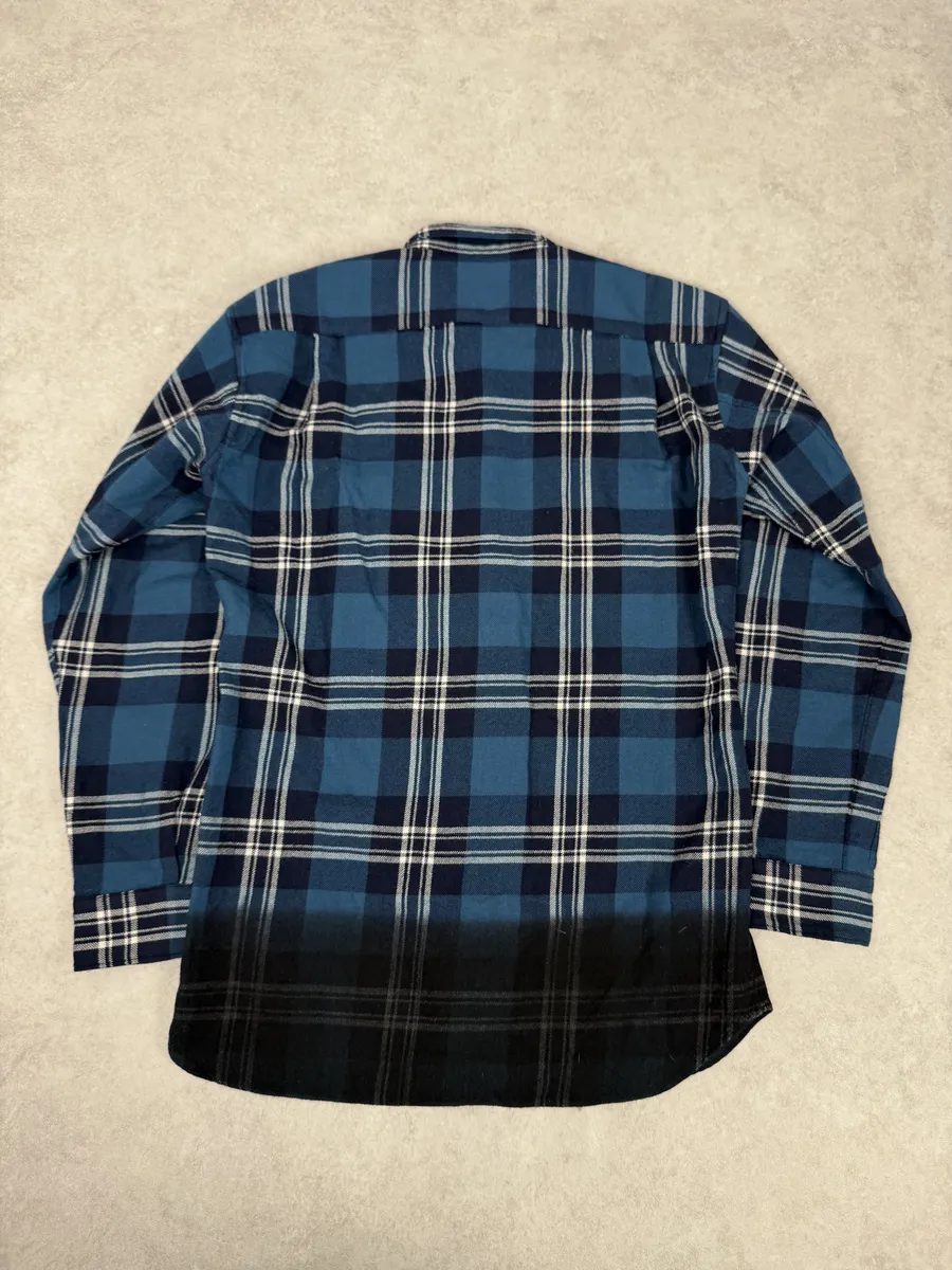 2000s Comme des Garçons SHIRT Blue Gradient Checkered Shirt - Image 2