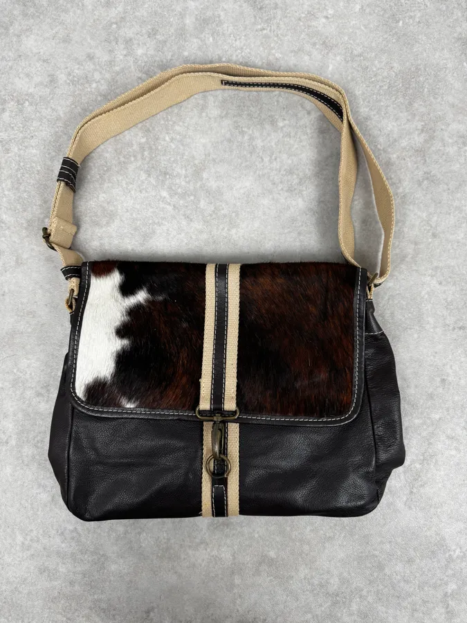 2000s Cow Pony Hair Leather Shoulder Bag