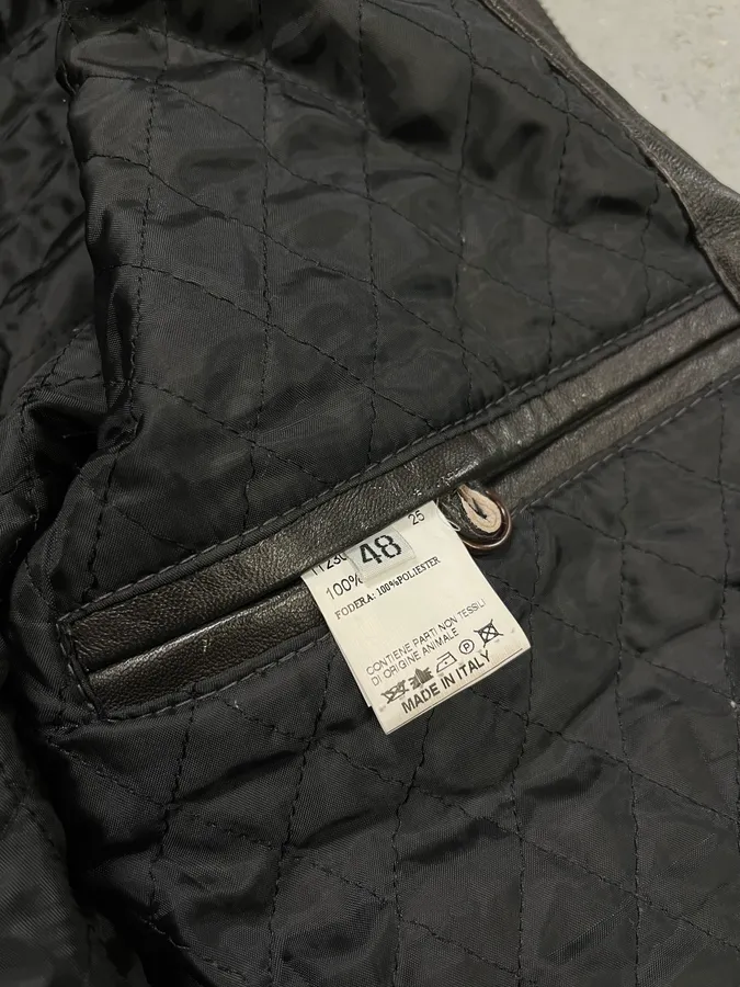 2000s Daniele Alessandrini Aged Brown Leather Jacket - Image 11