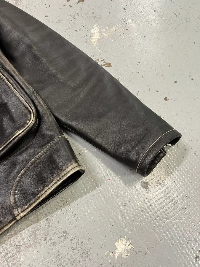 2000s Daniele Alessandrini Aged Brown Leather Jacket - Image 6