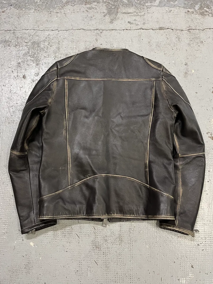 2000s Daniele Alessandrini Aged Brown Leather Jacket - Image 7