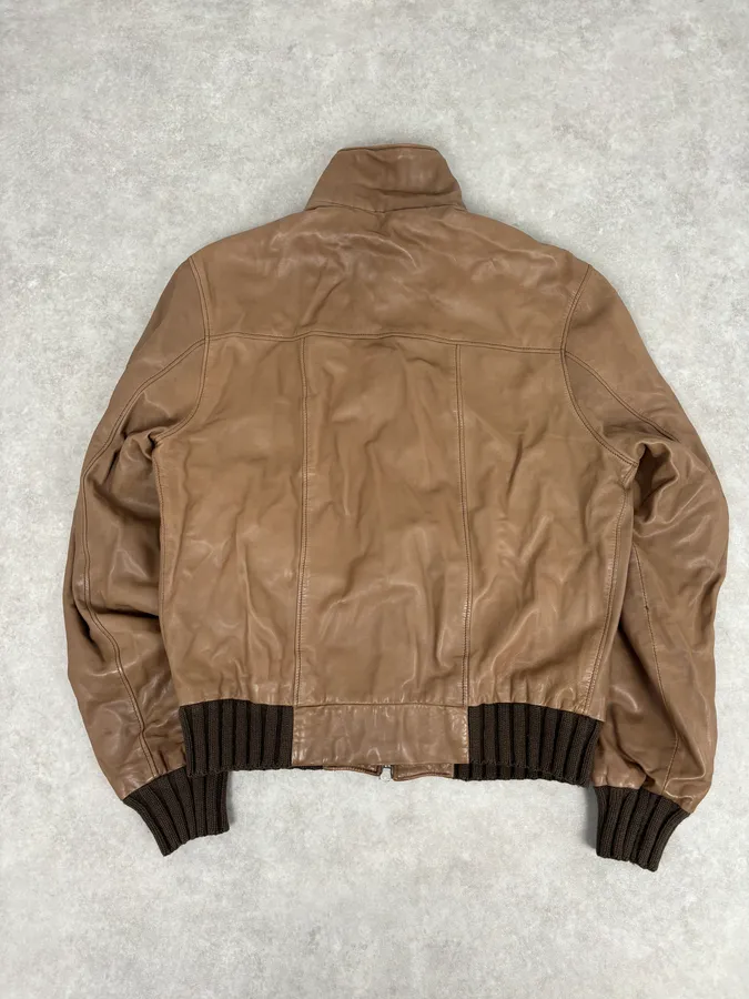 2000s Daniele Alessandrini Agent Beige Leather Jacket - Image 6