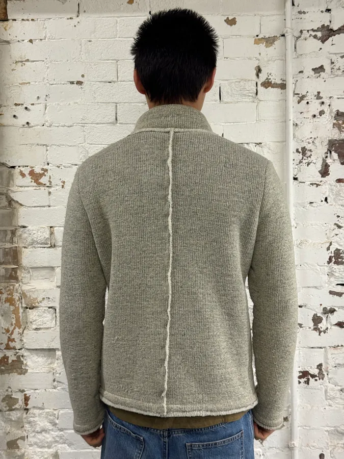 2000s Daniele Alessandrini Asymmetrical Grey Wool Jacket - Image 3