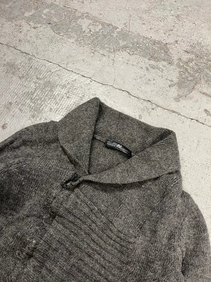 2000s Daniele Alessandrini Asymmetrical Grey Wool Sweater - Image 5