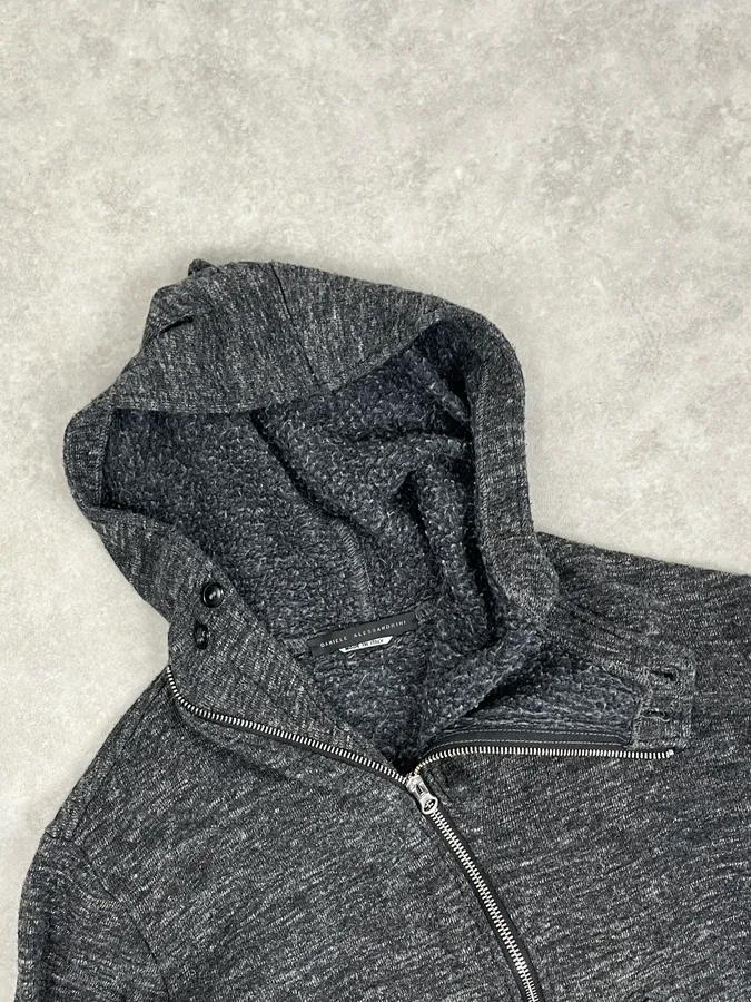 2000s Daniele Alessandrini Asymmetrical Zip-Up Grey Hoodie - Image 6