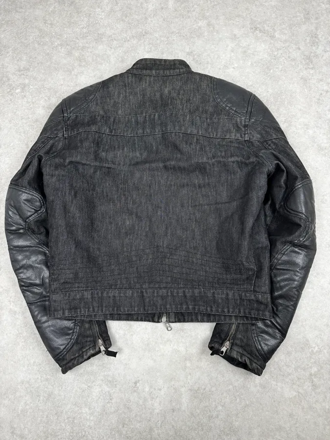 2000s Daniele Alessandrini Biker Raw Grey Denim Jacket - Image 4