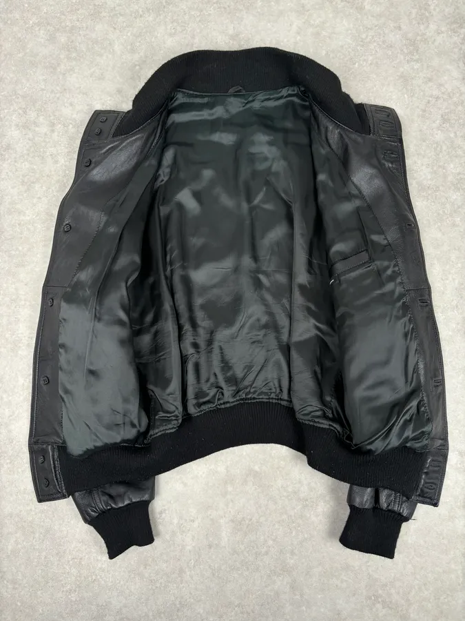 2000s Daniele Alessandrini Black Buttoned Leather Jacket - Image 7