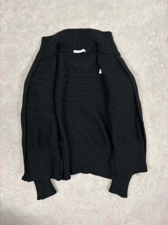2000s Daniele Alessandrini Black Eyelet Zip Wool Sweater - Image 7