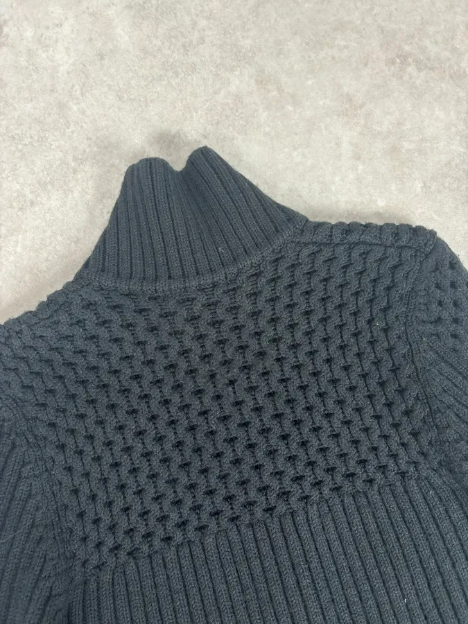 2000s Daniele Alessandrini Black Wool Zip-Up Sweater - Image 6