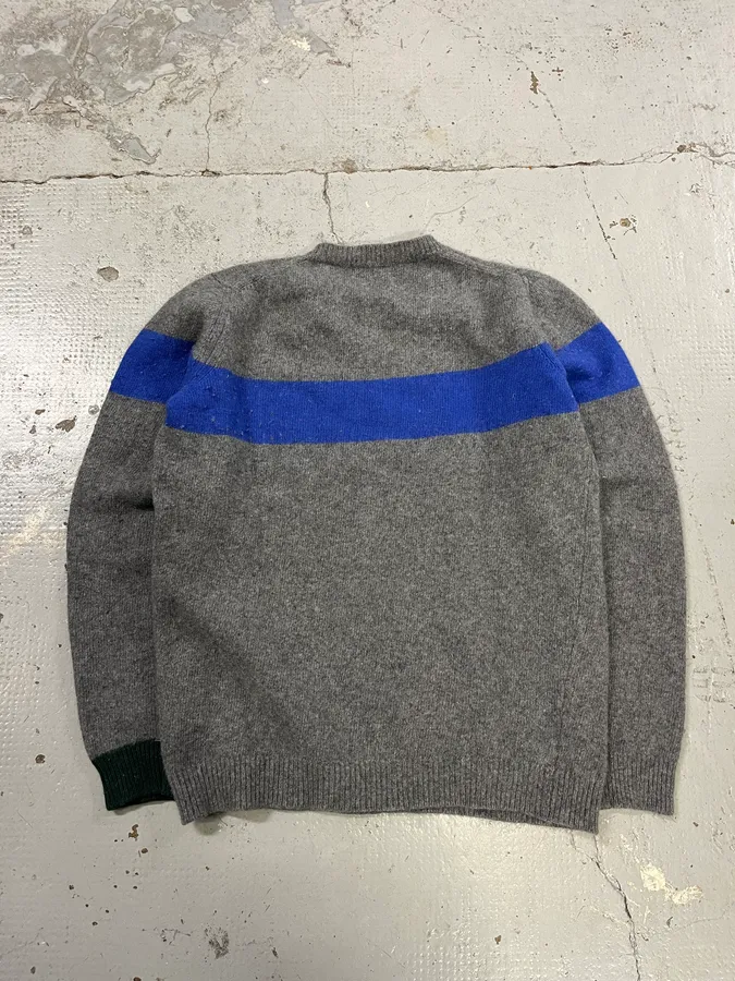 2000s Daniele Alessandrini Blue Line Grey Wool Sweater - Image 8