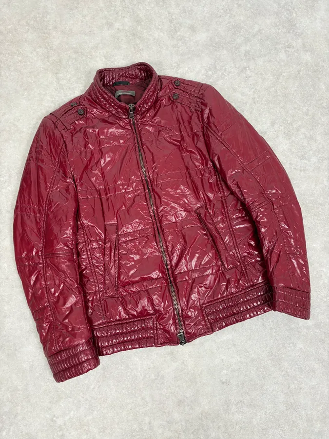 2000s Daniele Alessandrini Bordeaux Patent British Puffer Jacket - Image 4