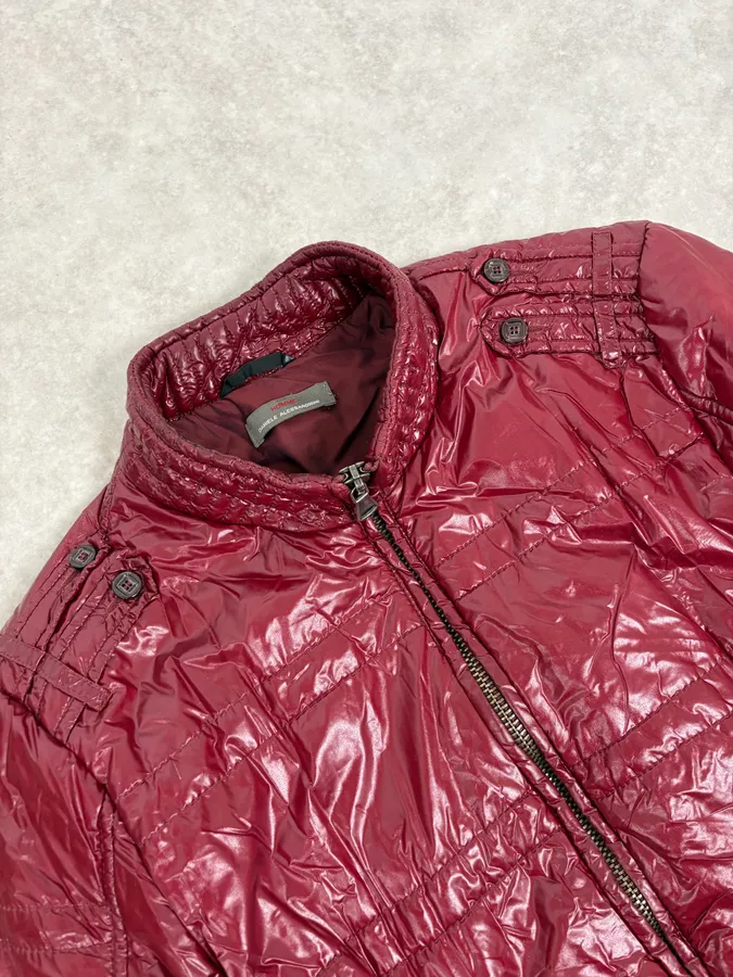 2000s Daniele Alessandrini Bordeaux Patent British Puffer Jacket - Image 5