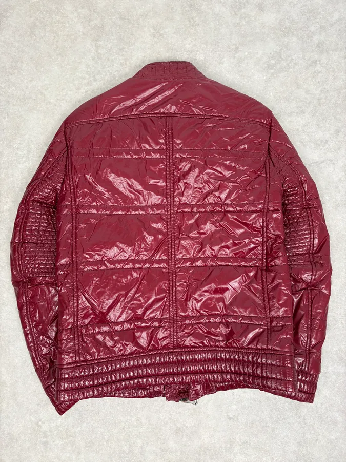 2000s Daniele Alessandrini Bordeaux Patent British Puffer Jacket - Image 6