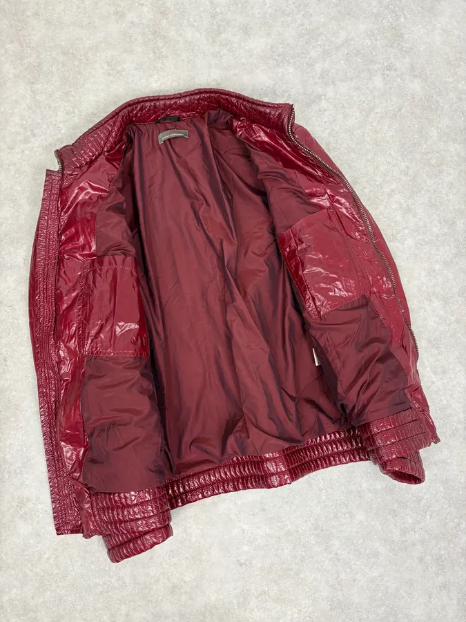 2000s Daniele Alessandrini Bordeaux Patent British Puffer Jacket - Image 7
