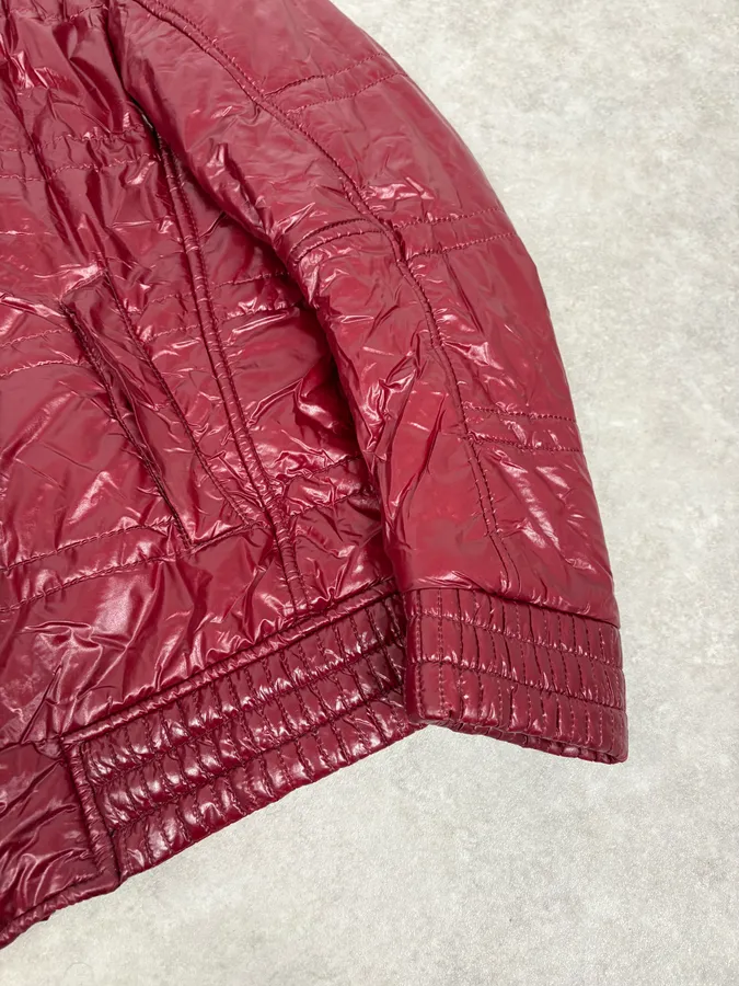 2000s Daniele Alessandrini Bordeaux Patent British Puffer Jacket - Image 8