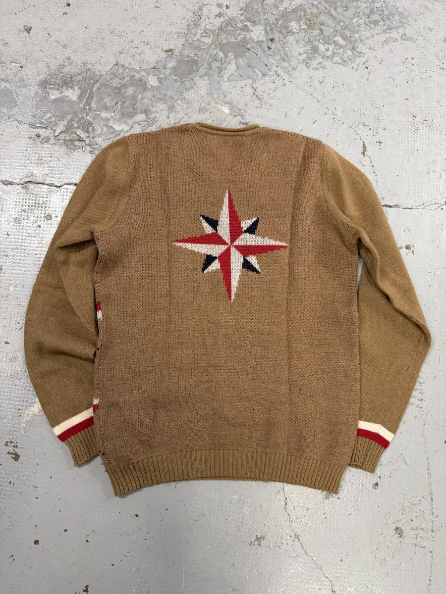 2000s Daniele Alessandrini Camel Wool Stars Propaganda Sweater - Image 2