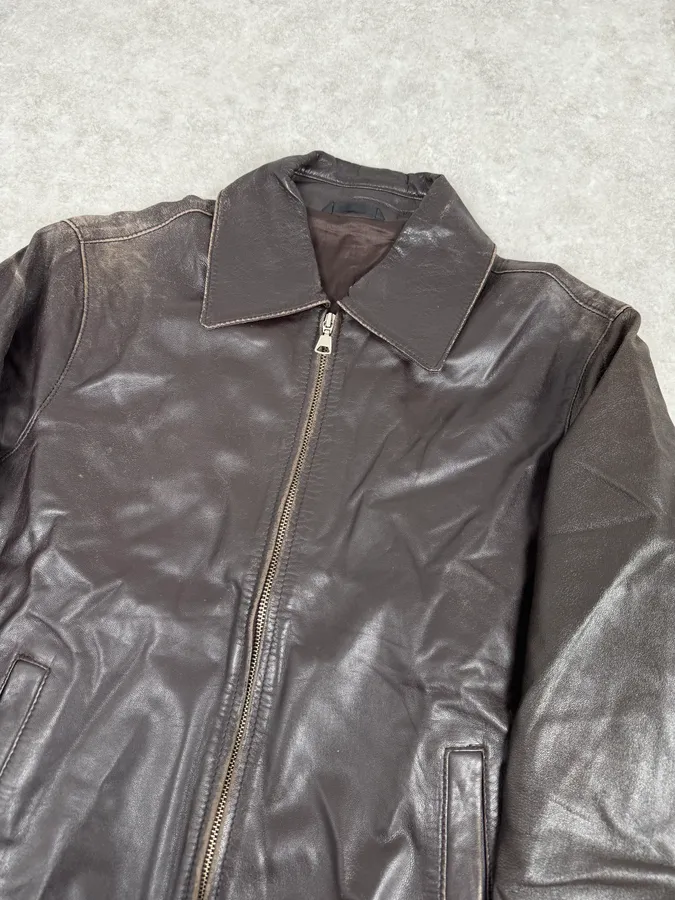 2000s Daniele Alessandrini Cropped Brown Leather Jacket - Image 5
