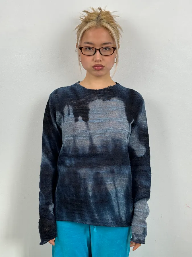 2000s Daniele Alessandrini Dark Blue Shadow Sweater - Image 3
