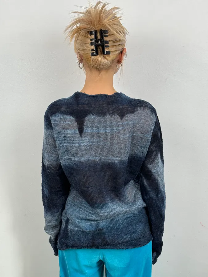 2000s Daniele Alessandrini Dark Blue Shadow Sweater - Image 4