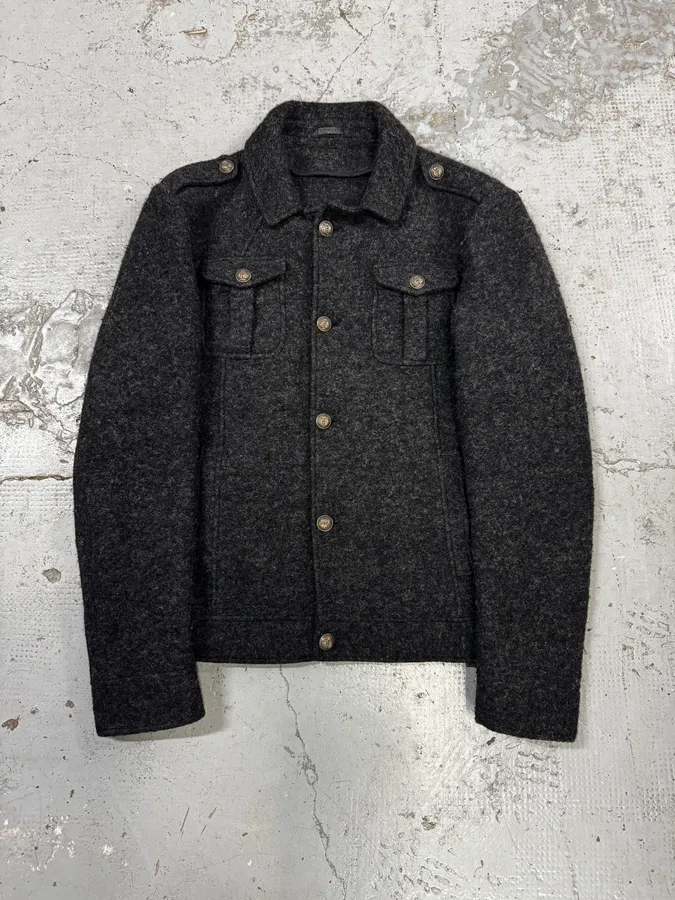 2000s Daniele Alessandrini Grey Classy Wool Buttoned Jacket
