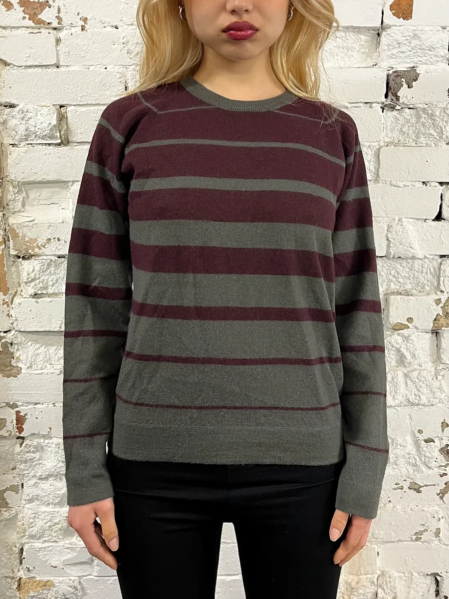 2000s Daniele Alessandrini Grey & Purple Wool Sweater - Image 2