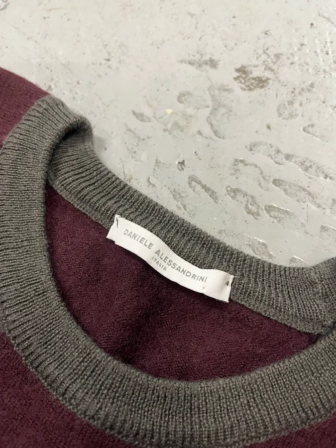 2000s Daniele Alessandrini Grey & Purple Wool Sweater - Image 8