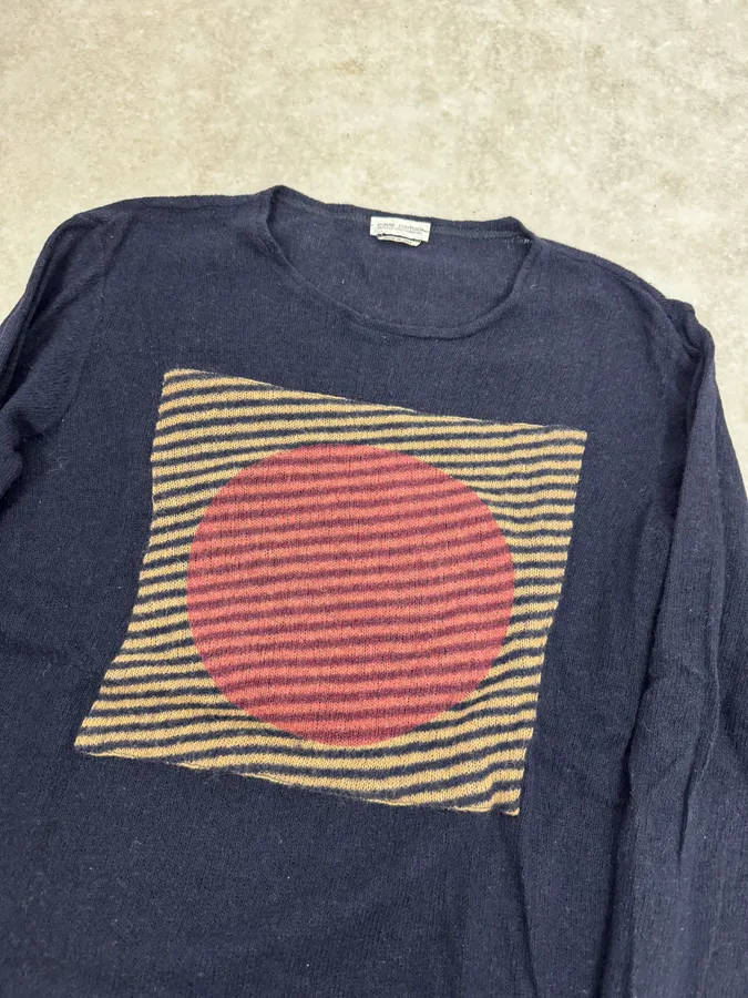 2000s Daniele Alessandrini Japan Sunset Navy Wool Sweater - Image 5
