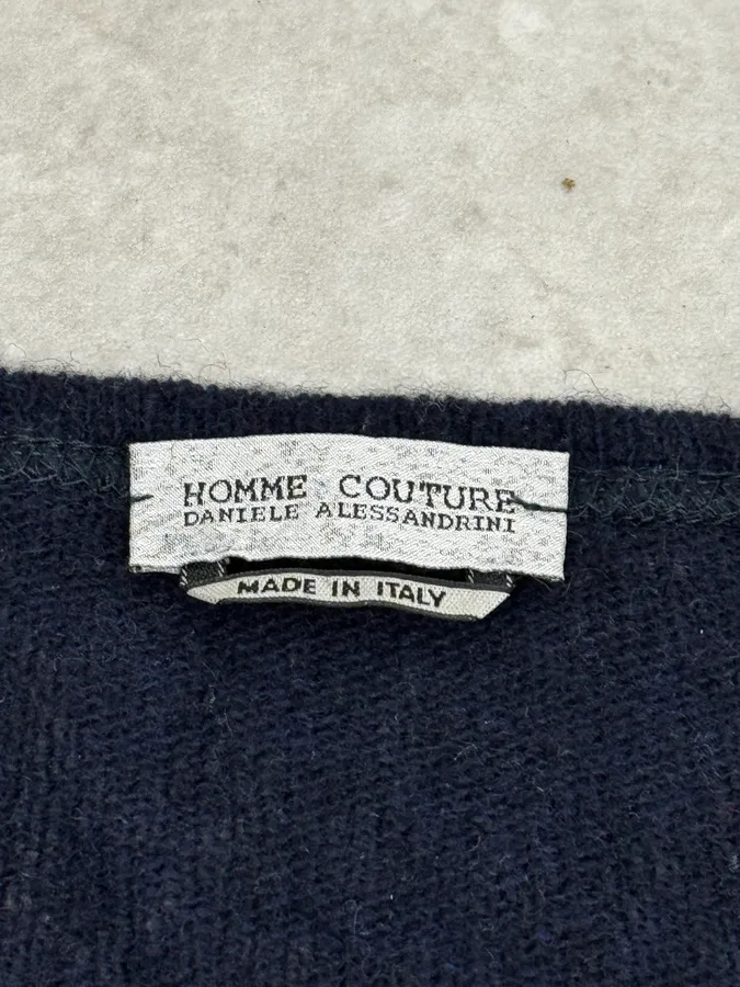 2000s Daniele Alessandrini Japan Sunset Navy Wool Sweater - Image 8