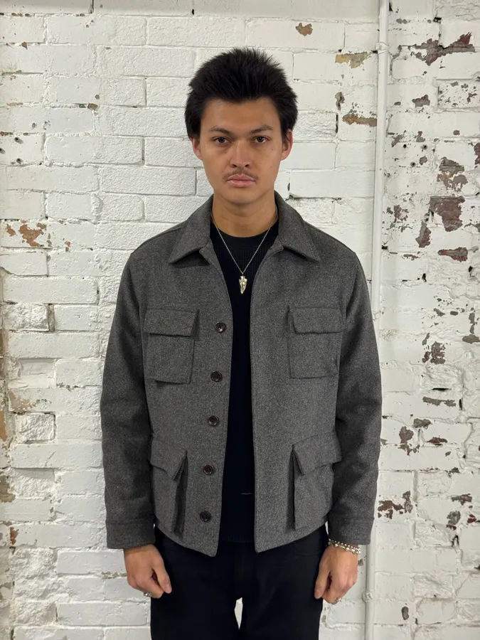 2000s Daniele Alessandrini Multi-Pockets Grey Wool Jacket - Image 2
