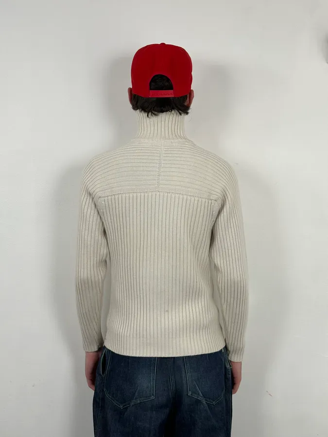 2000S Daniele Alessandrini Multi-Zip Creamy White Wool Sweater - Image 3