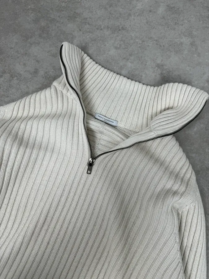 2000S Daniele Alessandrini Multi-Zip Creamy White Wool Sweater - Image 4