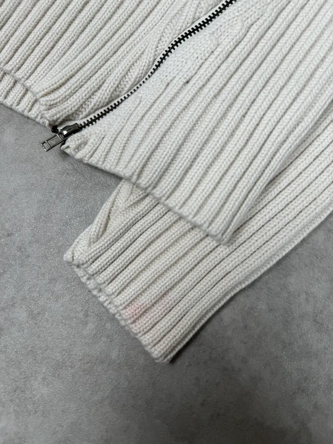 2000S Daniele Alessandrini Multi-Zip Creamy White Wool Sweater - Image 5