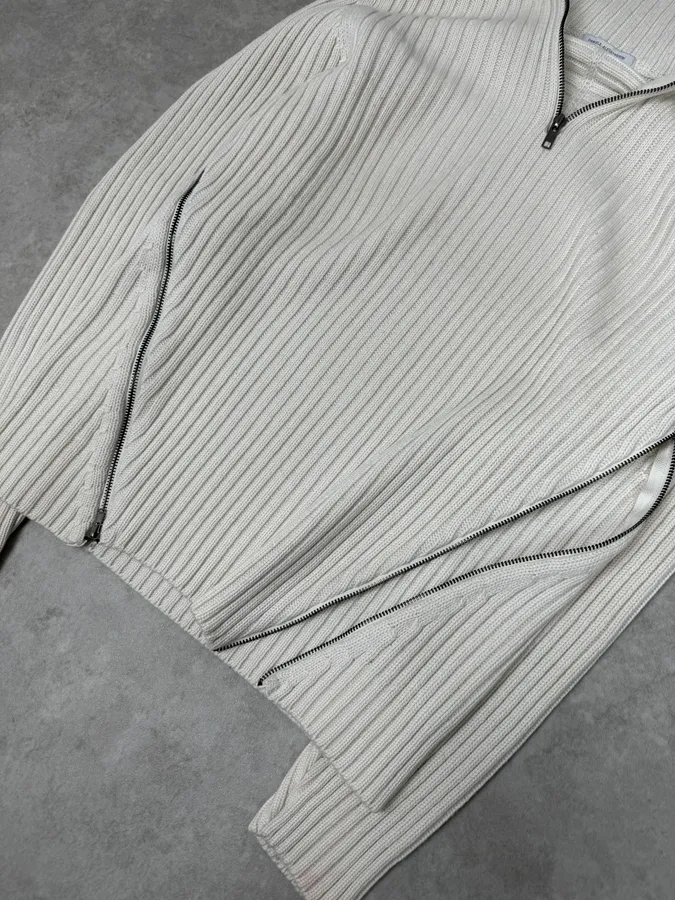 2000S Daniele Alessandrini Multi-Zip Creamy White Wool Sweater - Image 6