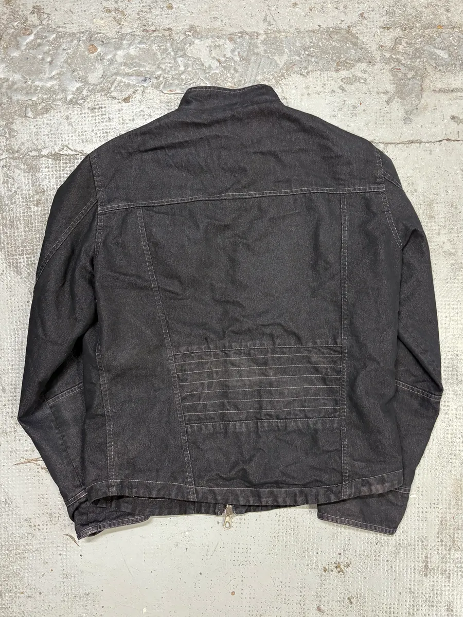 2000s Daniele Alessandrini Navy Denim Biker Jacket - Image 5