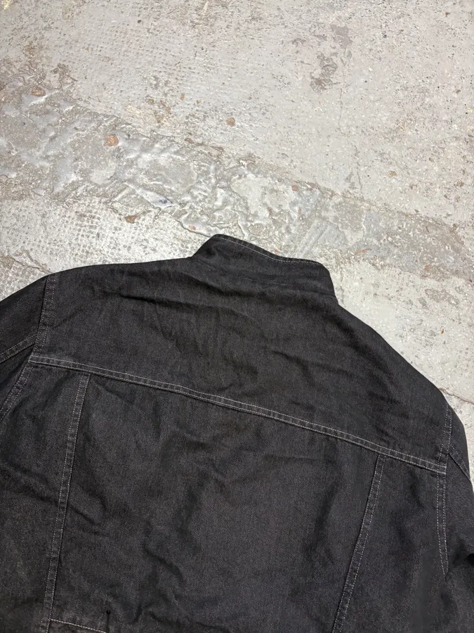 2000s Daniele Alessandrini Navy Denim Biker Jacket - Image 6