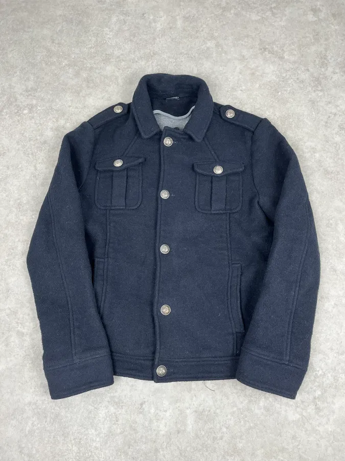 2000s Daniele Alessandrini Navy Wool Classy Jacket - Image 3