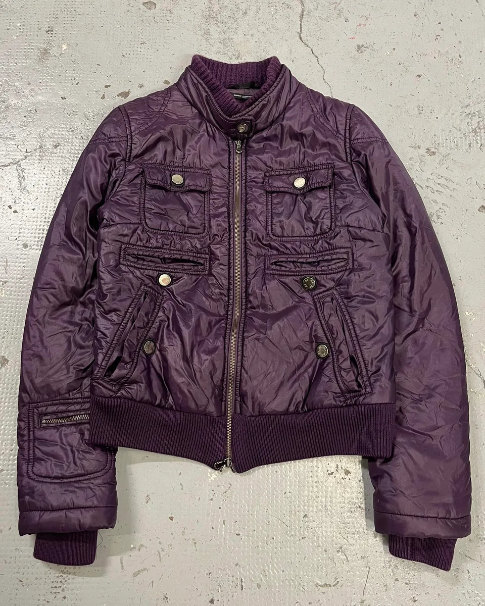 2000s Daniele Alessandrini Purple Patent British Puffer Jacket