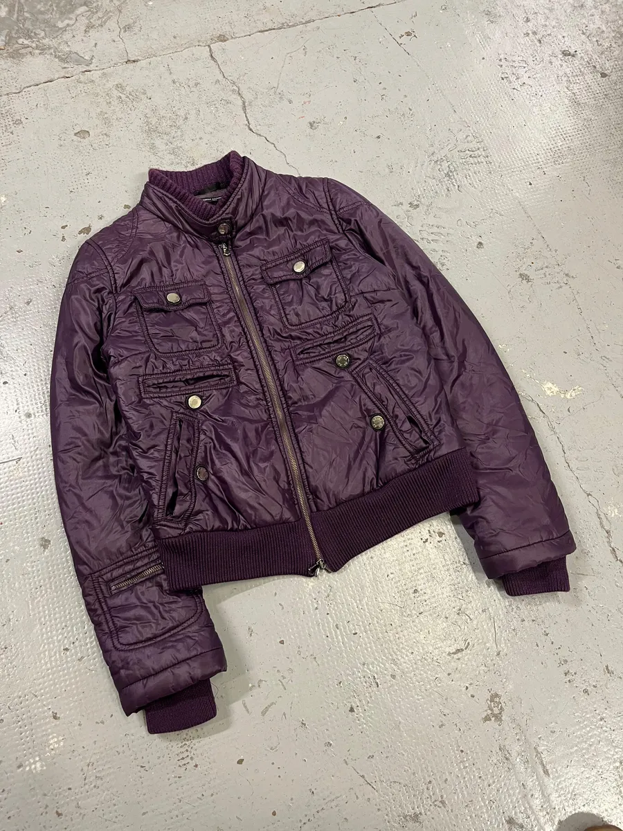 2000s Daniele Alessandrini Purple Patent British Puffer Jacket - Image 4