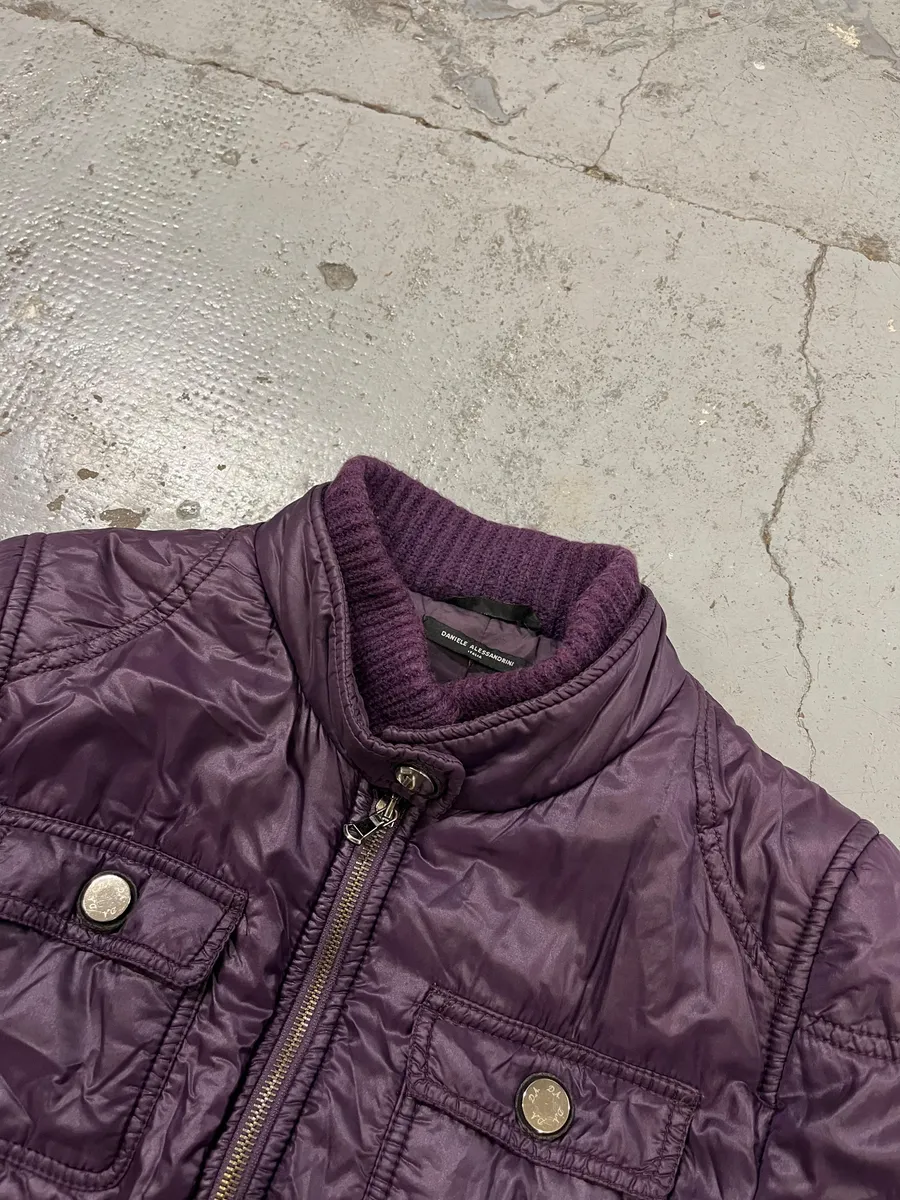 2000s Daniele Alessandrini Purple Patent British Puffer Jacket - Image 5