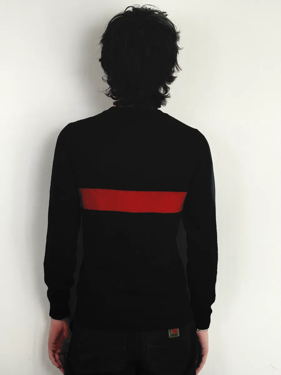 2000s Daniele Alessandrini Red Line Black Wool Sweater - Image 3