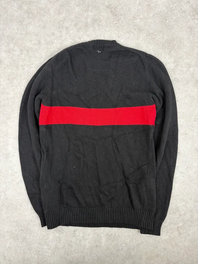 2000s Daniele Alessandrini Red Line Black Wool Sweater - Image 5