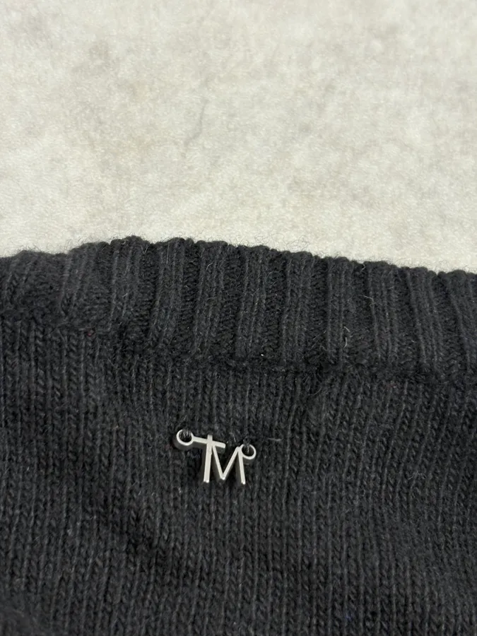 2000s Daniele Alessandrini Red Line Black Wool Sweater - Image 8