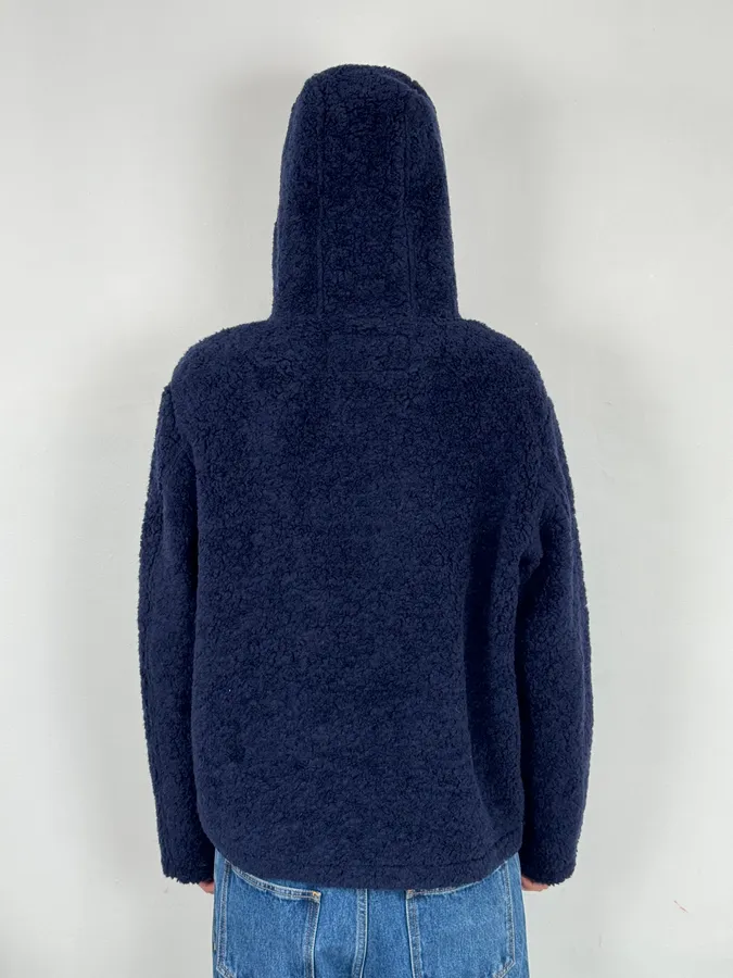 2000s Daniele Alessandrini Sherpa Double Zip Navy Jacket - Image 4