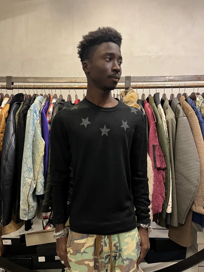 2000s Daniele Alessandrini Stars Black Longsleeves - Image 2