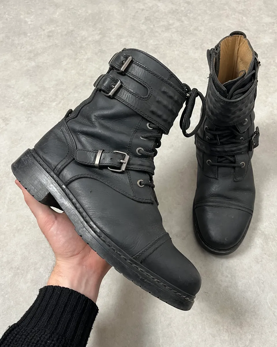 2000s Diesel Biker Black Leather Boots